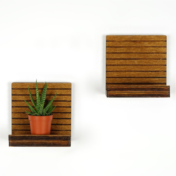 Hanah Home Raf263 Estantería de pared de nogal (2 piezas)